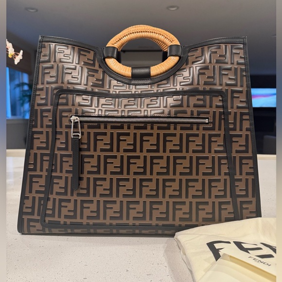 Fendi Handbags - FENDI Runway FF Zucca Leather Shopper tote